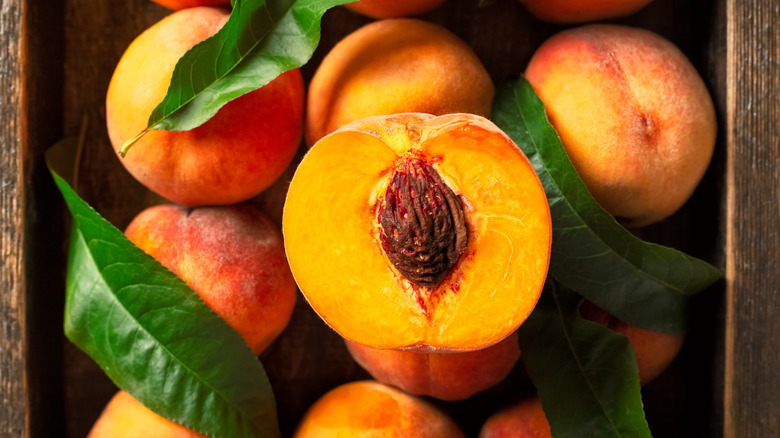 peaches in a box