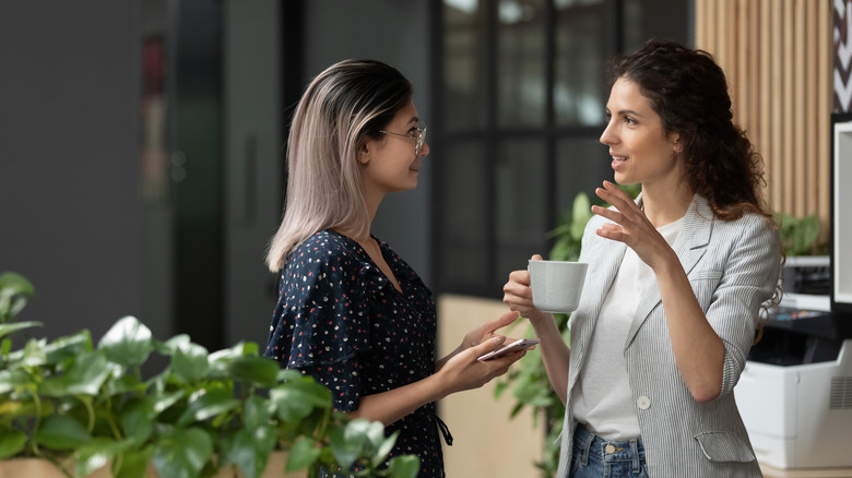 two women chatting