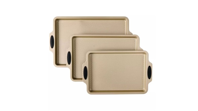Aldi's gold three-piece cookie sheet set