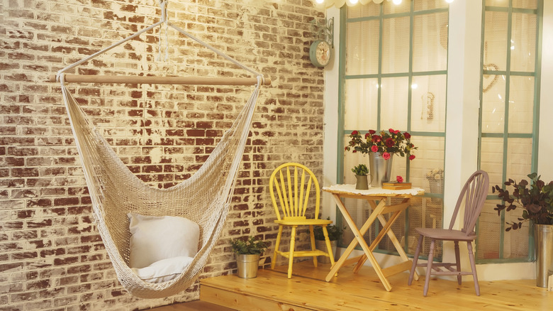 hanging swing on patio