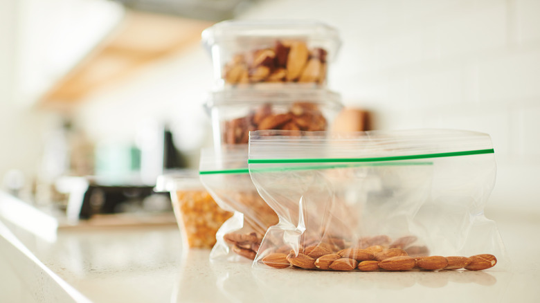 resealable plastic bags on counter