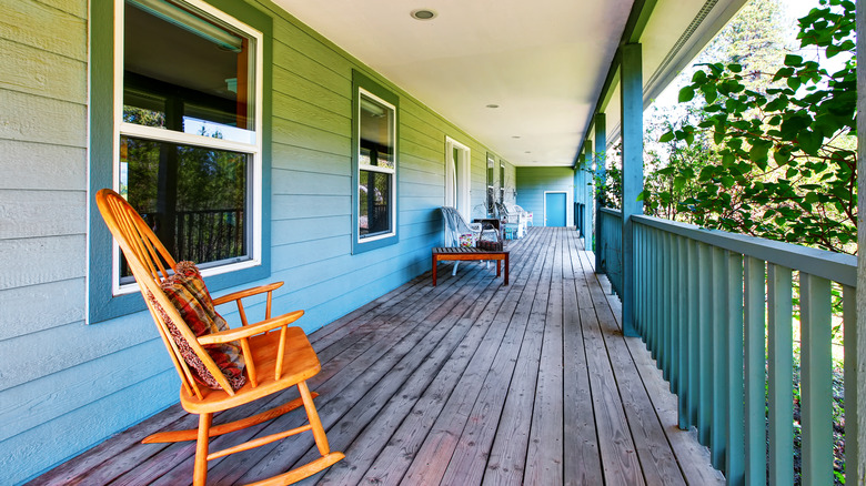 Home with a green porch