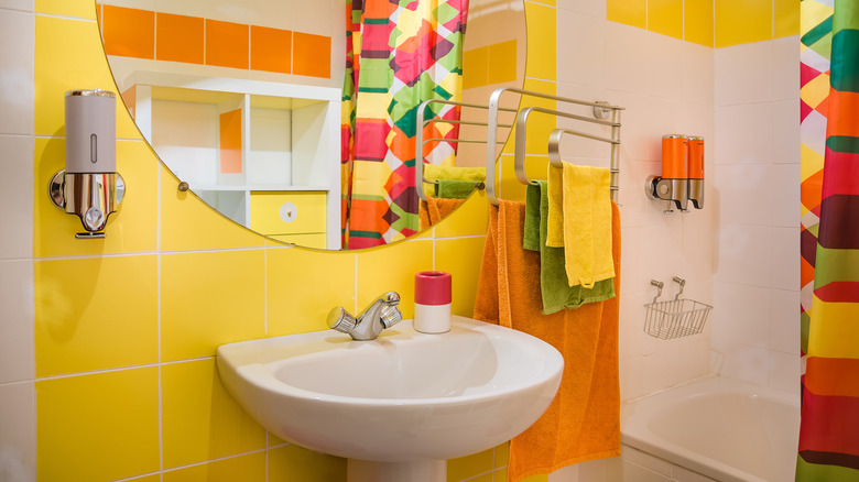 neon colored bathroom