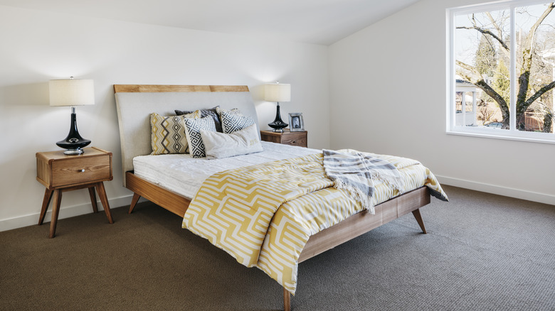 mid century yellow bedroom
