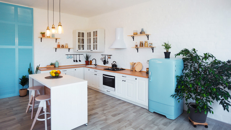Retro inspired blue kitchen