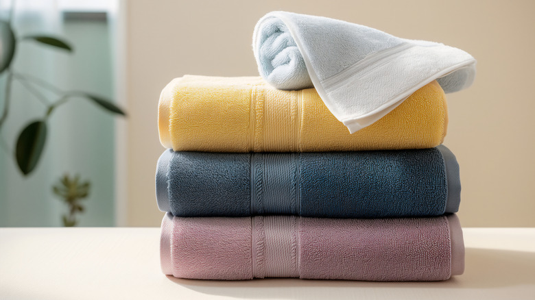 Stack of folded bath towels