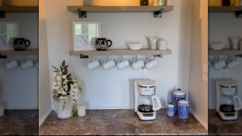 coffee station in white kitchen