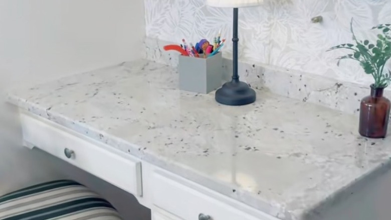 kitchen desk with marble top