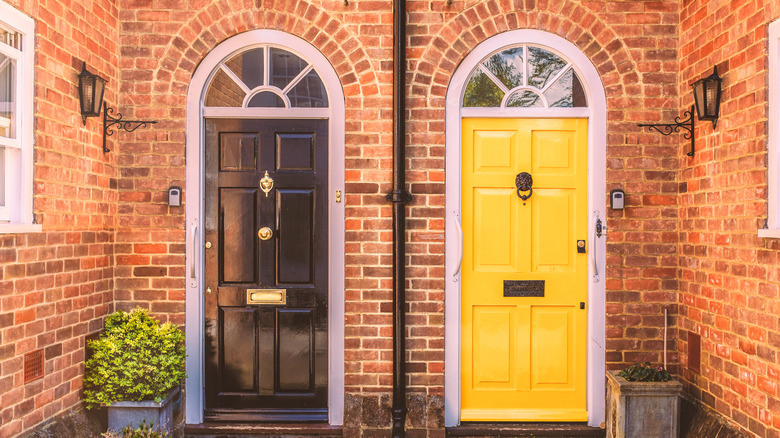 Black and yellow doors