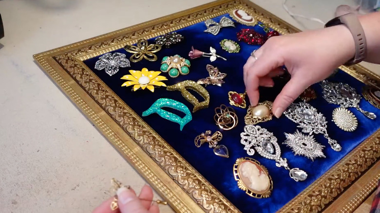 DIY brooch board in frame