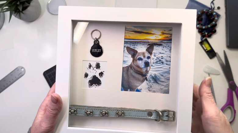White pet memorial shadow box