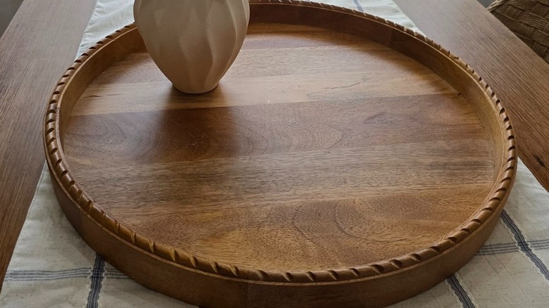 Studio McGee Wood Tray on a kitchen table
