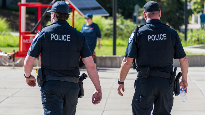 Police seen on patrol from the back