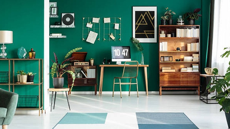 Teal green living space
