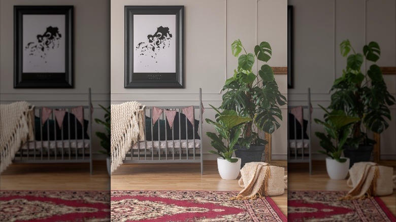 red oriental rug in nursery