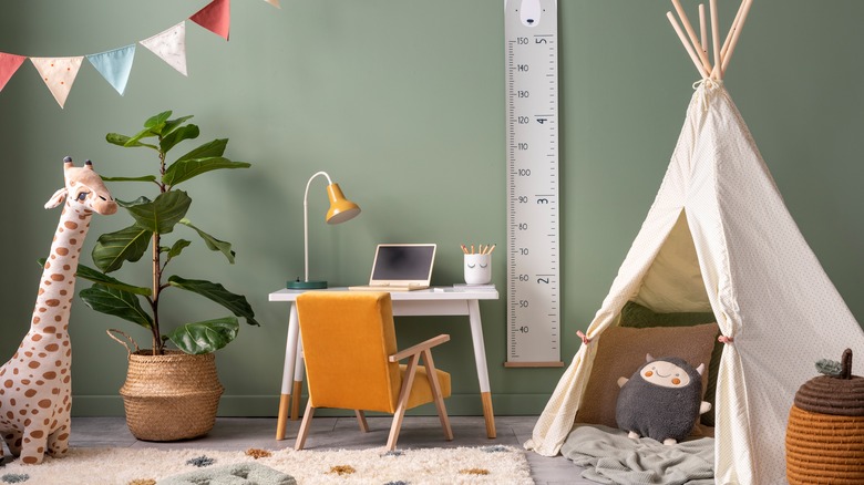 tall plant in child's room
