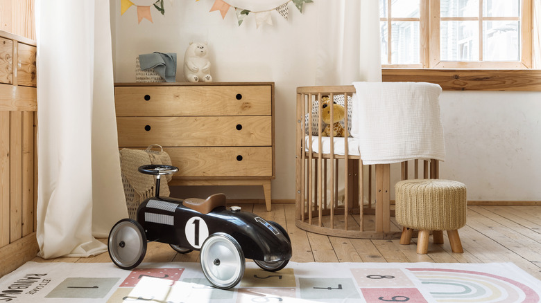 wooden furniture in airy room