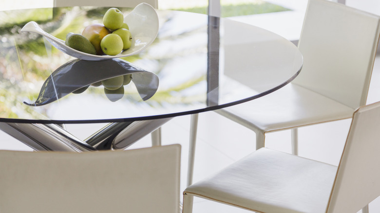 A glass table.