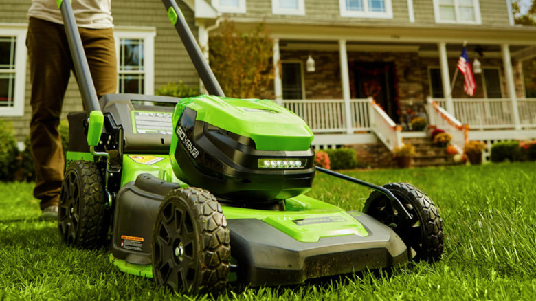 Close-up of a Greenworks Cordless Mower