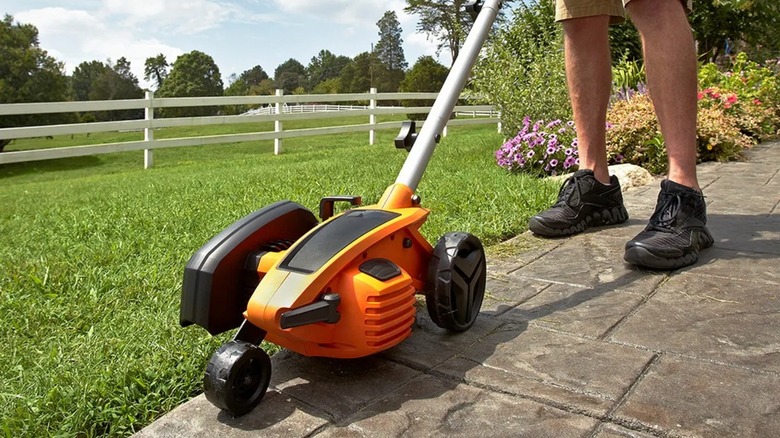 Worx 12A Corded 2-in-1 Edger and Trencher on garden path