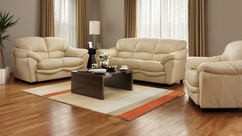 Matching white living room furniture