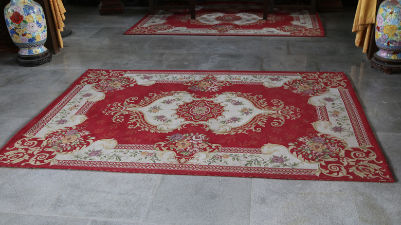 Detailed wool rug on the floor
