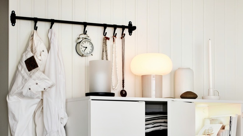 HULTARP Rail on bedroom wall