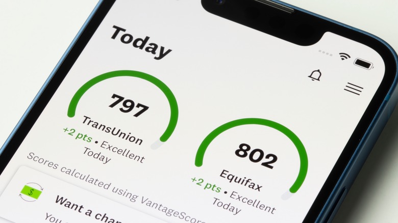 phone with credit score app open