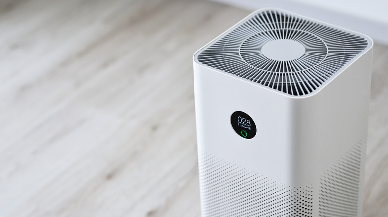 white floor air purifier