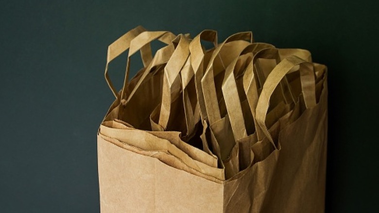 A bag of old shopping bags