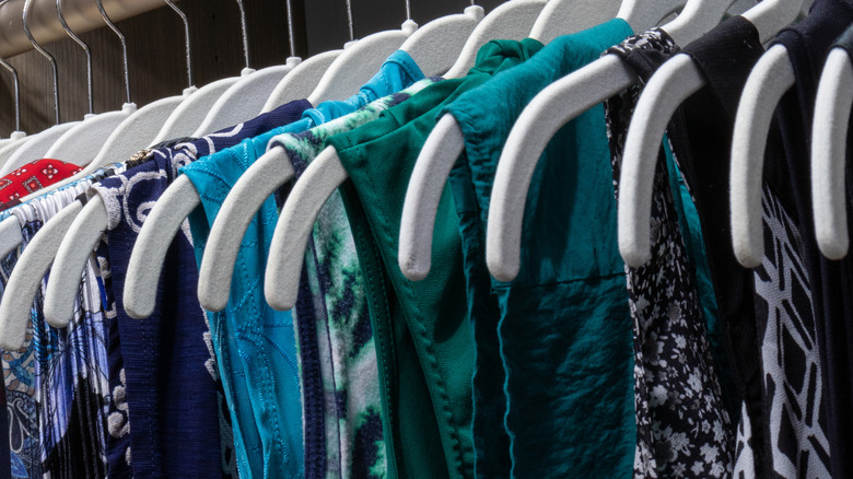 Color-coded hanging clothes