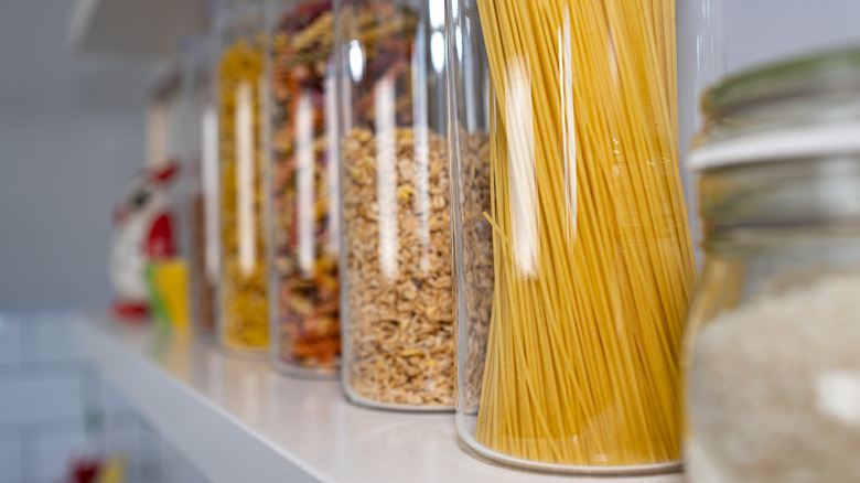 Dried goods organized in pantry
