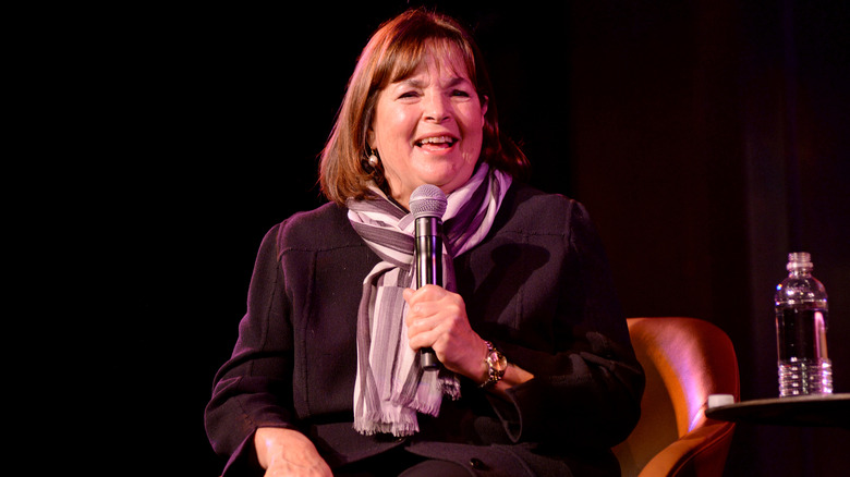 Ina Garten gives a talk on stage at the New Yorker Festival.
