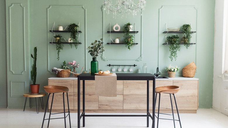 formal light green kitchen