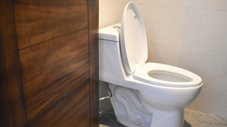 White toilet in a bathroom