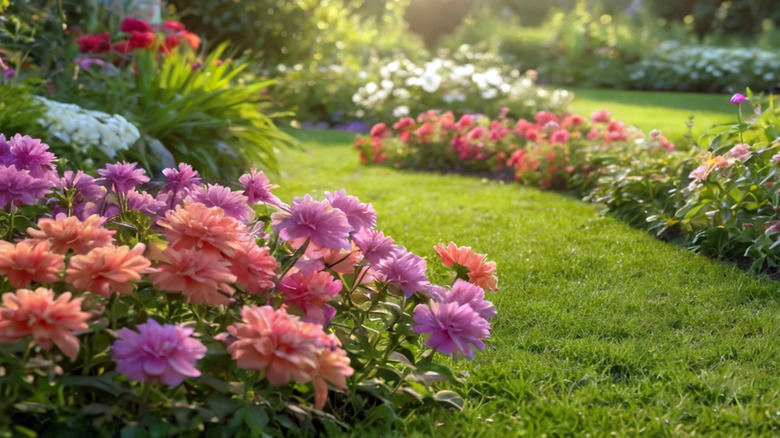 Flowers in a small garden bed