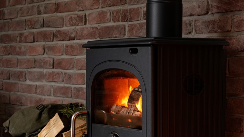 Exposed brick wall in home