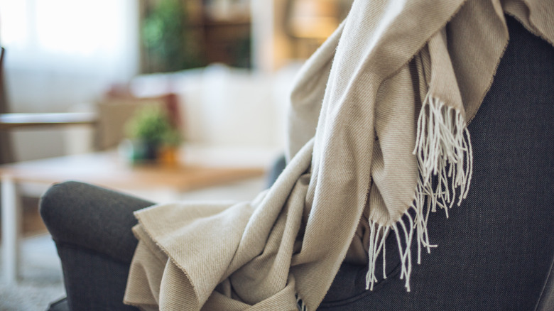 Cashmere blanket on a couch