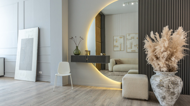 Oversized mirror with backlights