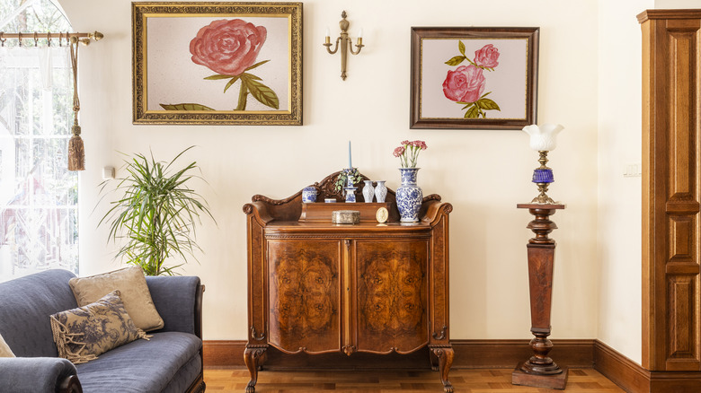 Antique cabinet in a living room
