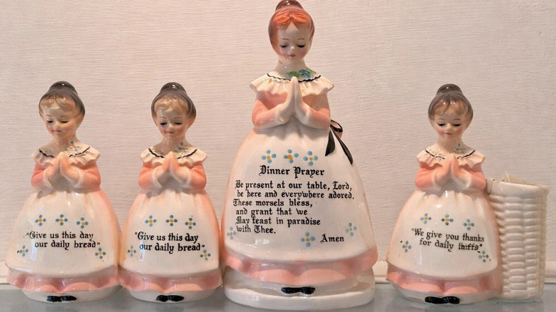 Enesco kitchen prayer ladies on a countertop