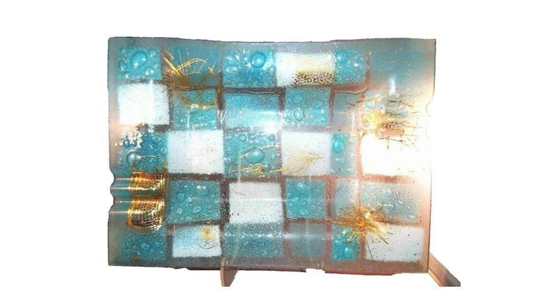 Higgins fused glass ashtray