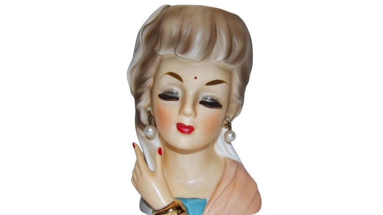 Lady head vase by Inarco