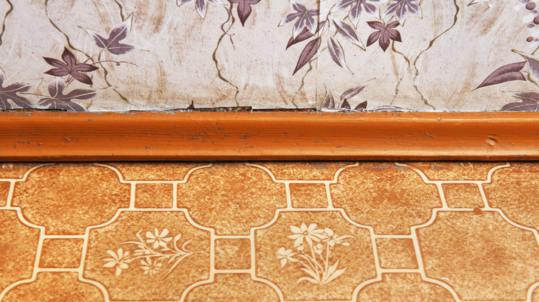 orange 1970s linoleum flooring