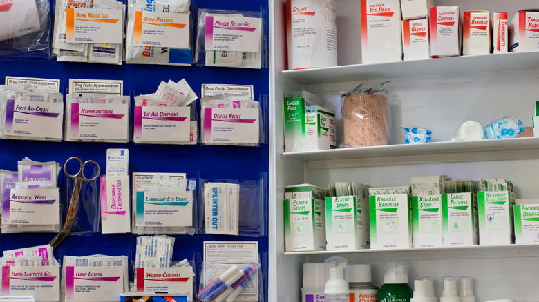 Medicine cabinet with first aid supplies