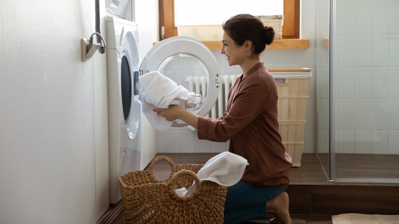 Woman doing laundry