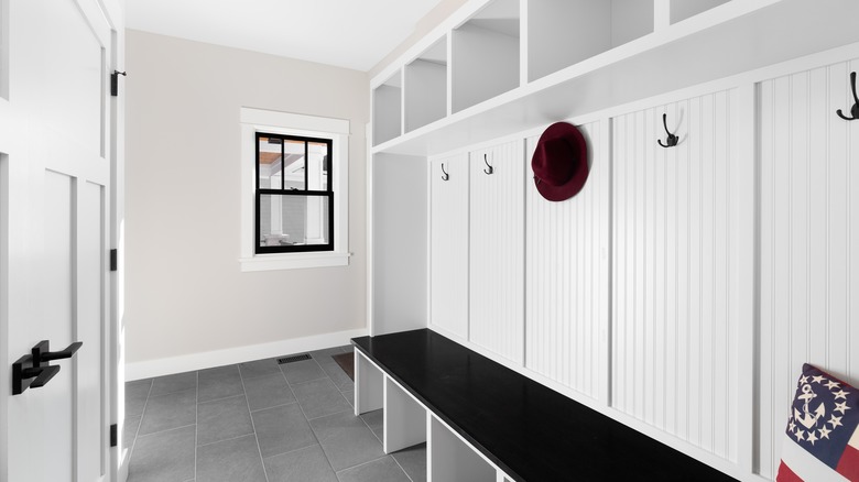 white and black mudroom