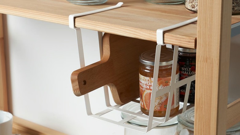PÅLYCKE Clip-on basket on kitchen shelf