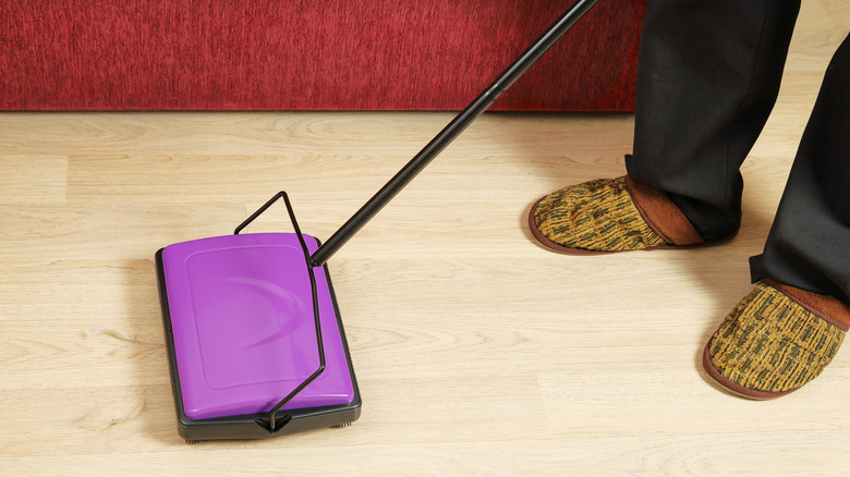 An old-school carpet sweeper