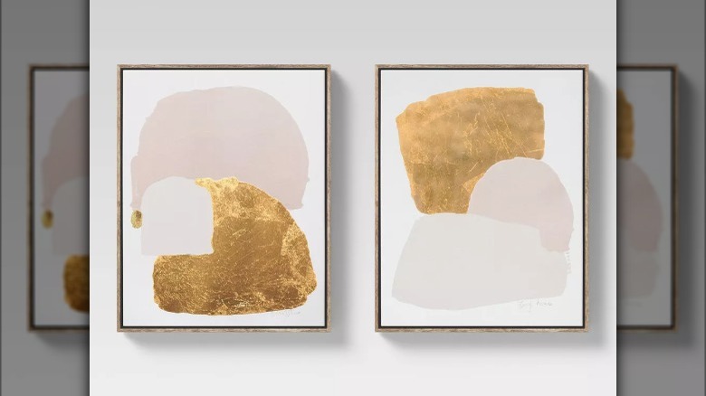 gold and white framed art